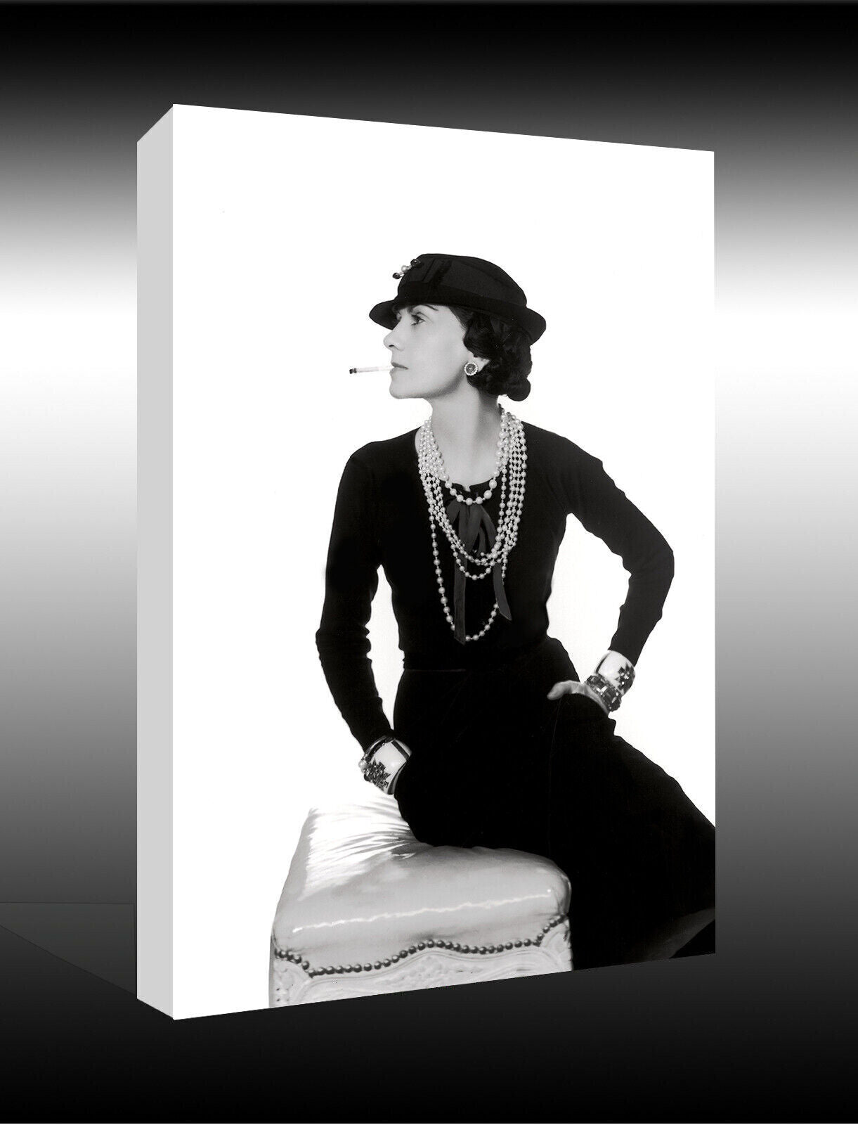 Art Deco Gabriel Chanel Icon Black and White CANVAS WALL ART PRINT PICTURE