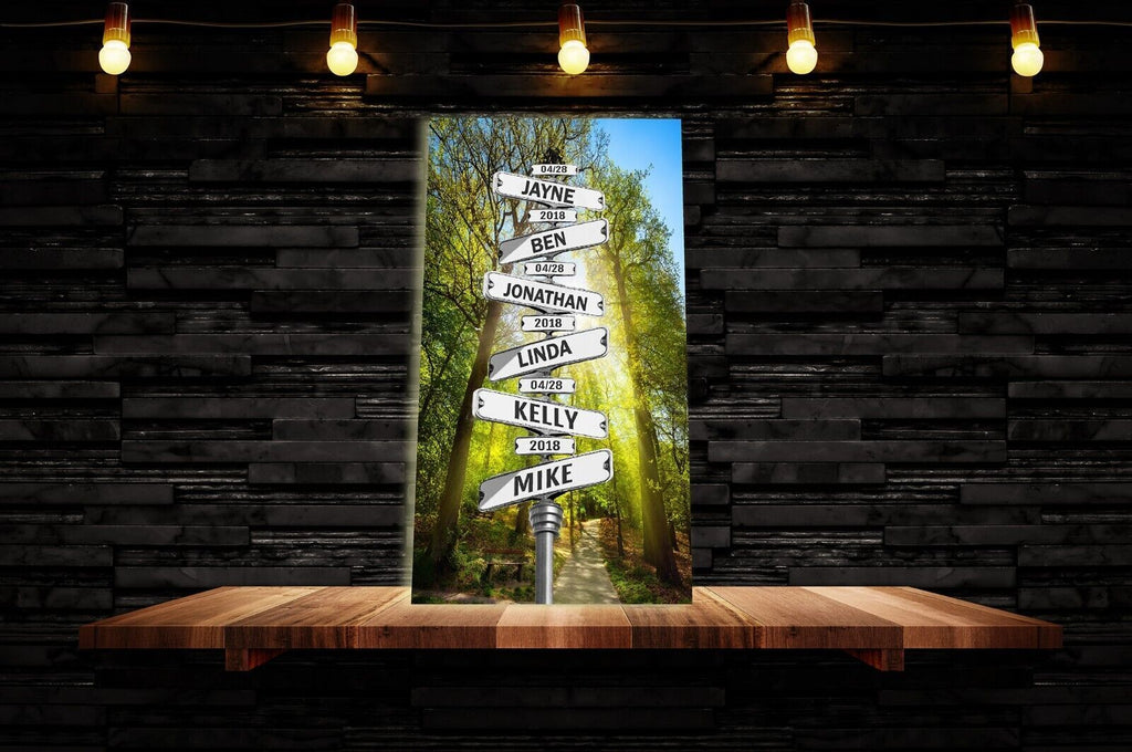 Sunny Personalized Personal up to 6 Names on Street Sign Canvas Wall Art Print