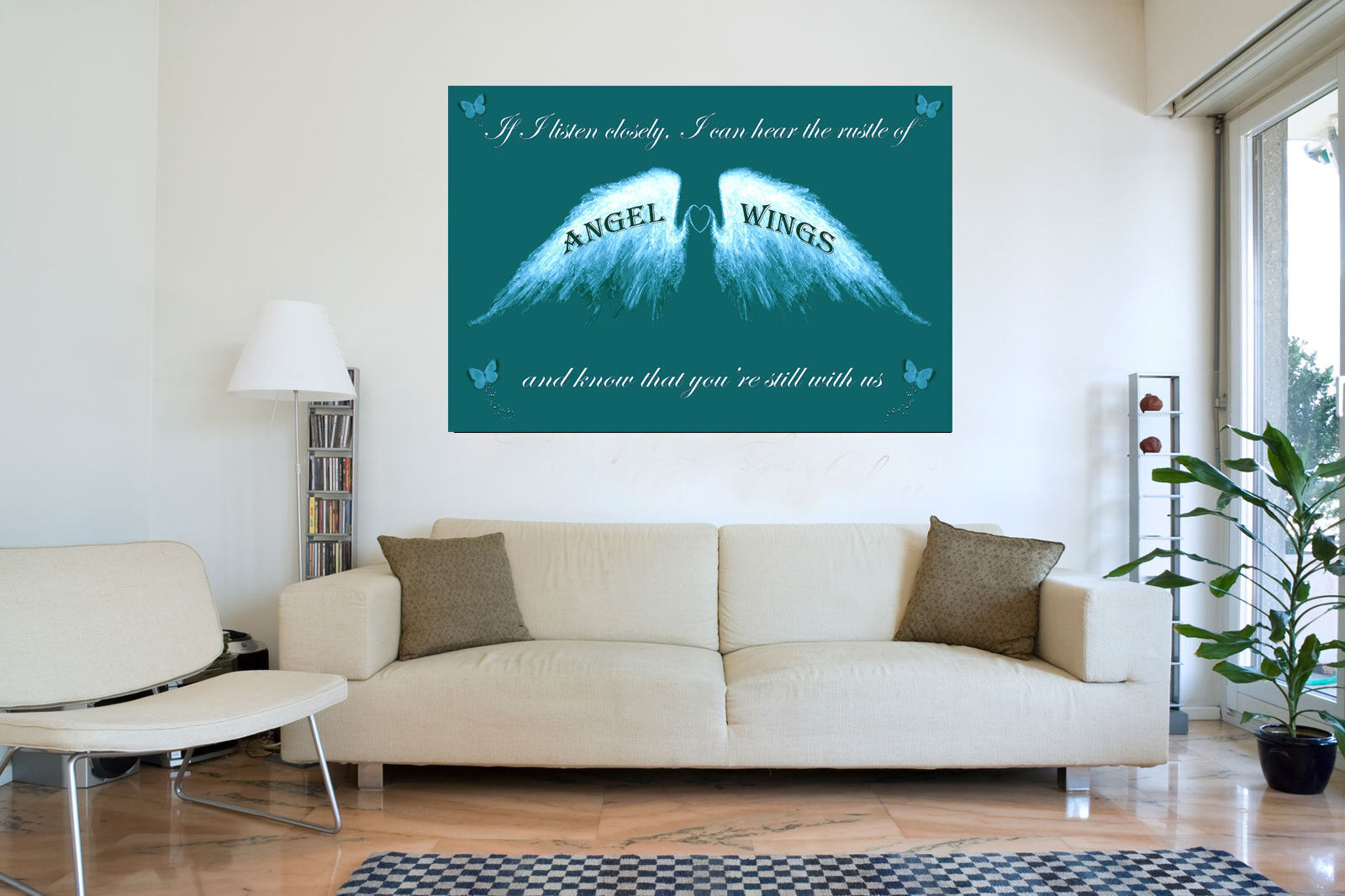 Angel Wings Wall Art Picture IF I Listen Closely Quote Canvas Print Picture Teal