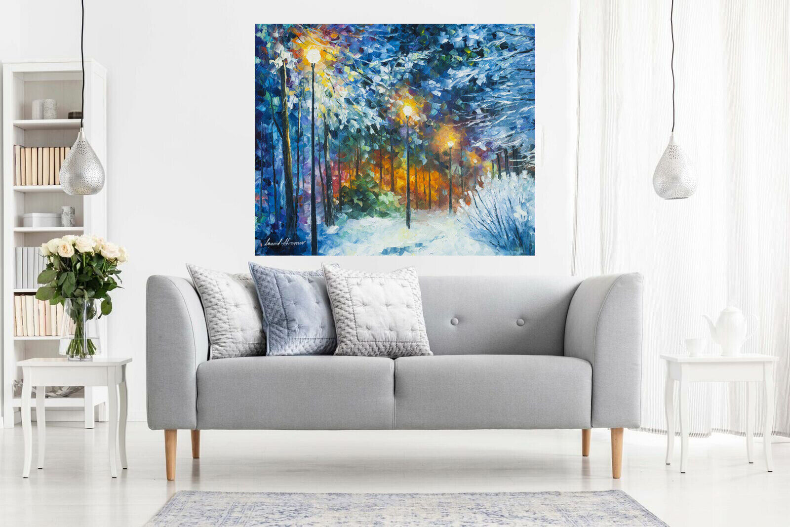 Leonid Afremov Midnight Snow OIL PAINTING Canvas Wall Art Picture Print
