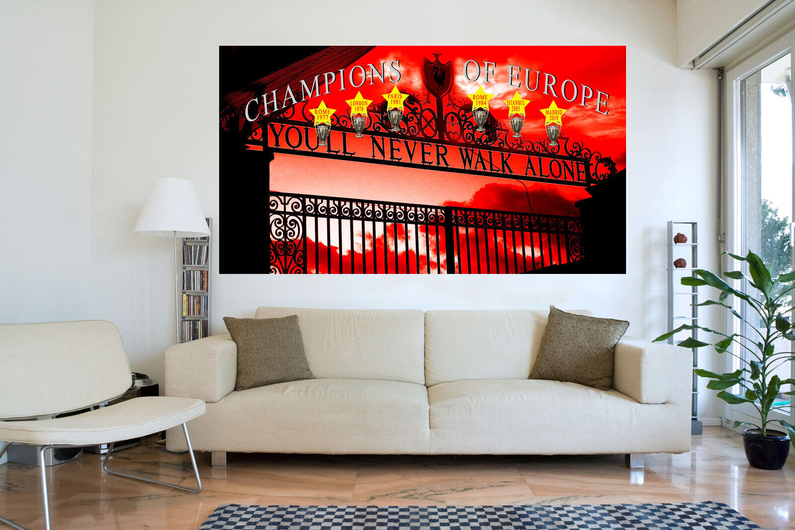 Champions of Europe Liverpool Football CANVAS WALL ART Picture Print Red