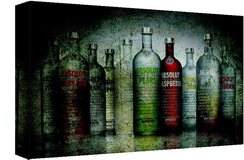 Absolut Vodka bottles Cotton Canvas Kitchen Wall Art Picture Print- A1, A2 sizes
