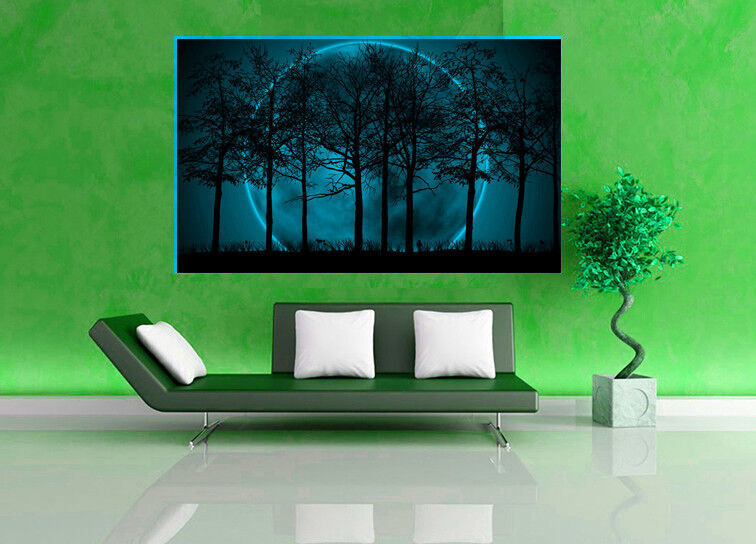 Duck Egg Blue Modern Landscape Cotton Canvas Wall Art Picture Print - All sizes