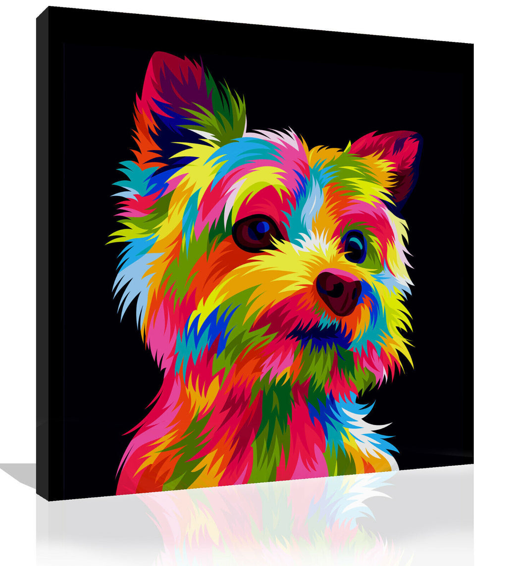 Colourful Yorkshire Terrier Dog Abstract Pop Art Canvas Wall Art Picture Print