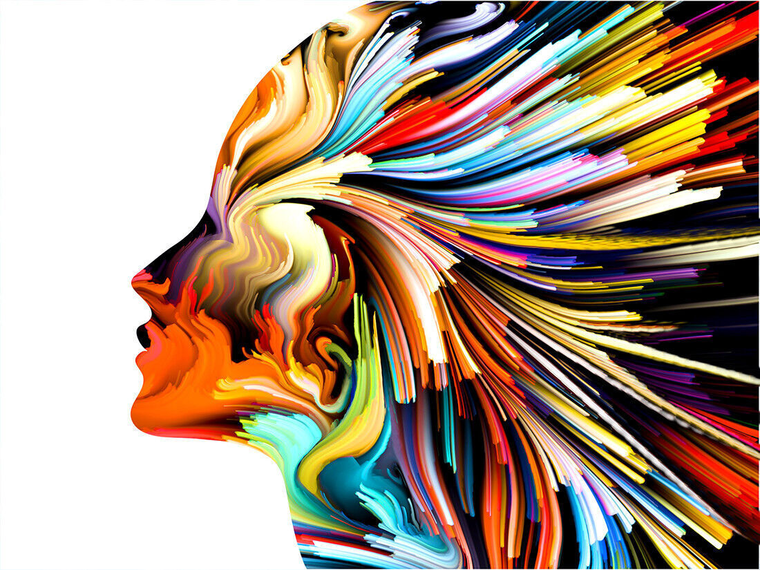 Modern Abstract Rainbow Face Canvas Wall Art Picture Print A4 A1 A2 A3