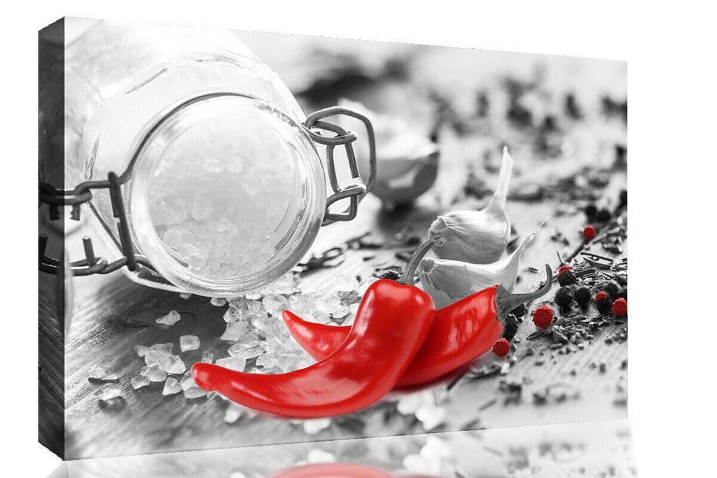 Red Chilli Herbs Spices Kitchen Canvas Wall Art Picture Print