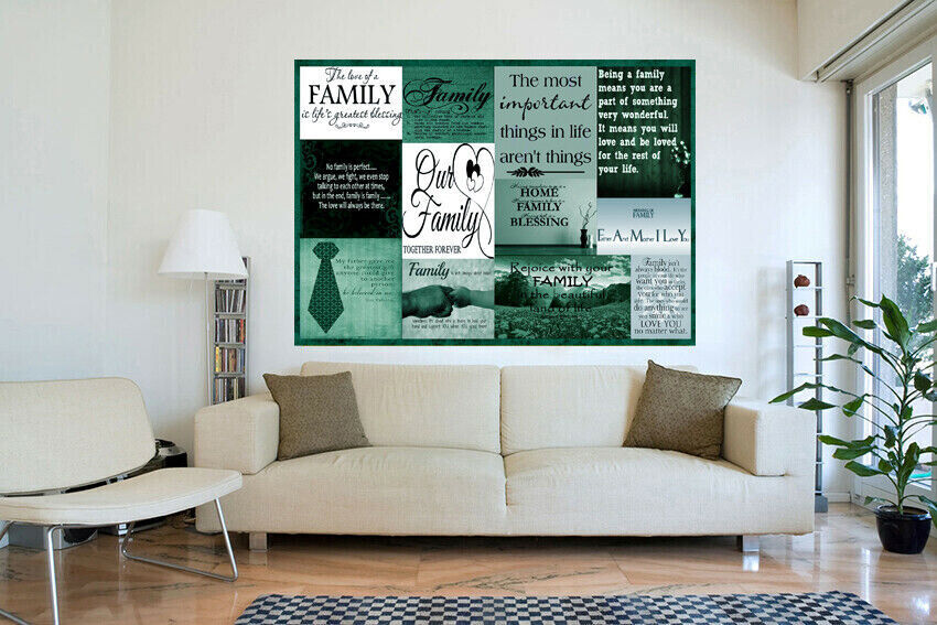 Family Quotes in Emerald Green Canvas Wall Art Picture Print- ALL SIZES