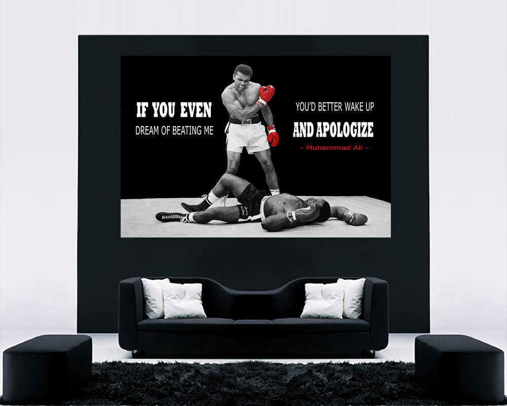 MUHAMMAD ALI BOXING FRAMED CANVAS PRINTS WALL ART FAMOUS QUOTE SPORTS A4 A3 A2