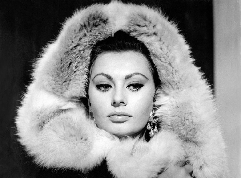 Film Icon Actress Sophia Loren Canvas Wall Art Print - Black and white