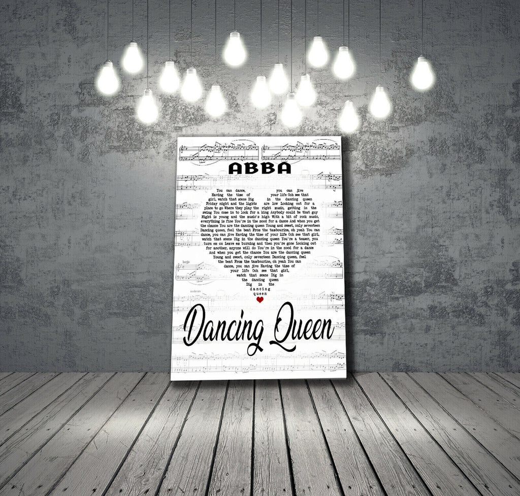 Abba Dancing Queen Song Lyrics Words Canvas Wall Art Print Picture
