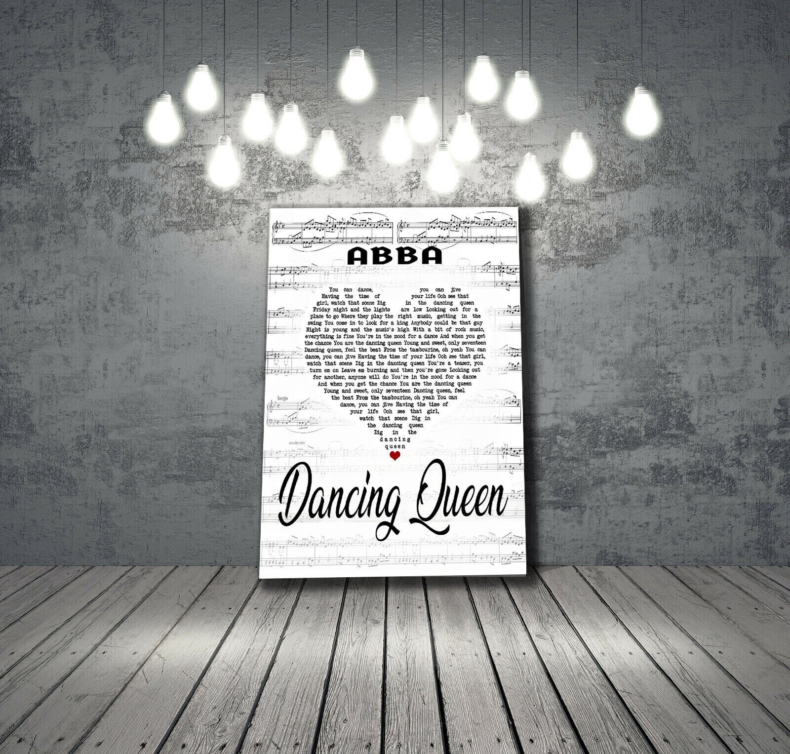 Abba Dancing Queen Song Lyrics Words Canvas Wall Art Print Picture
