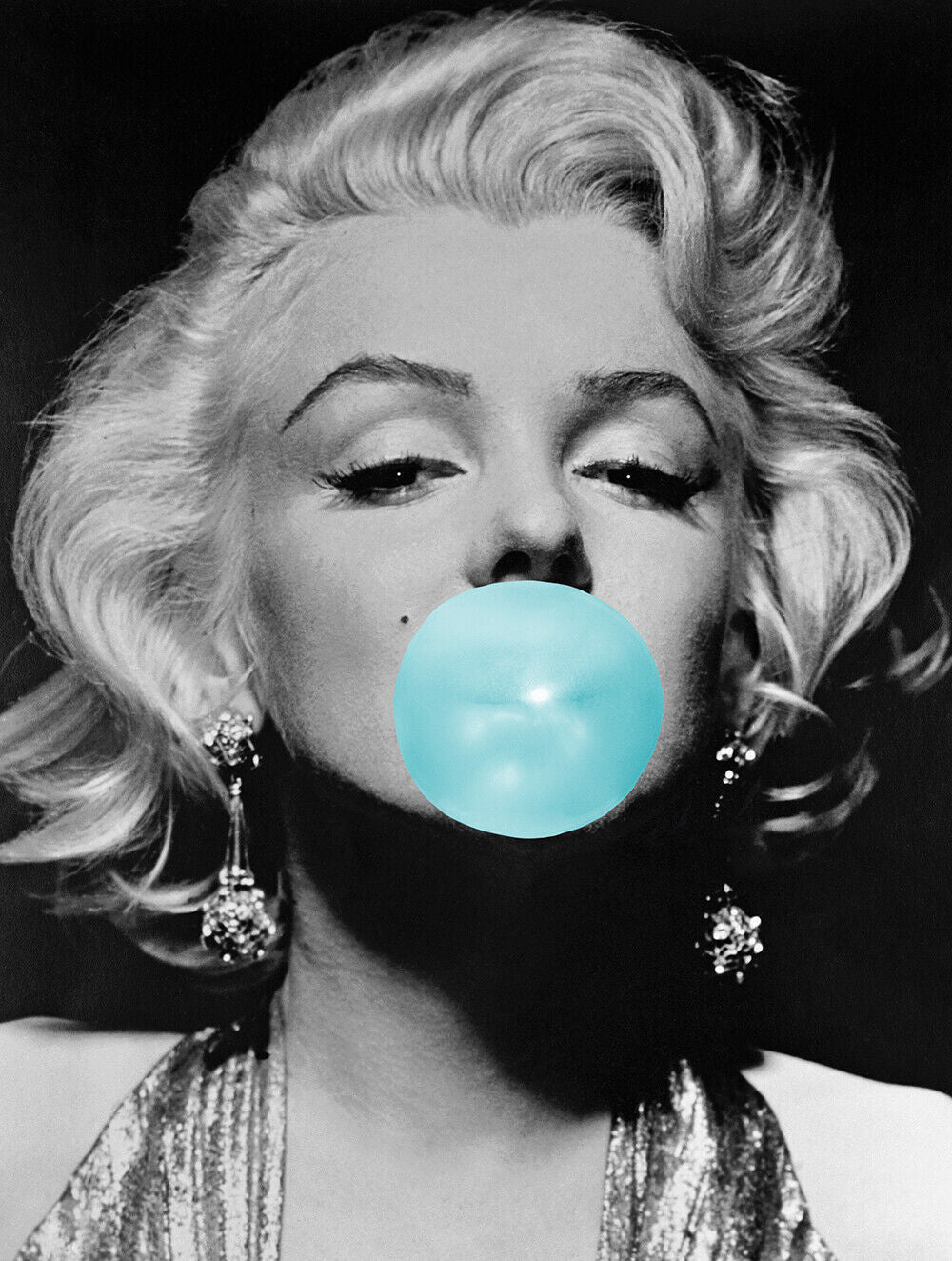 Marilyn Monroe Duck Egg Blue Bubblegum Bubble Gum Canvas Wall Art Print Picture