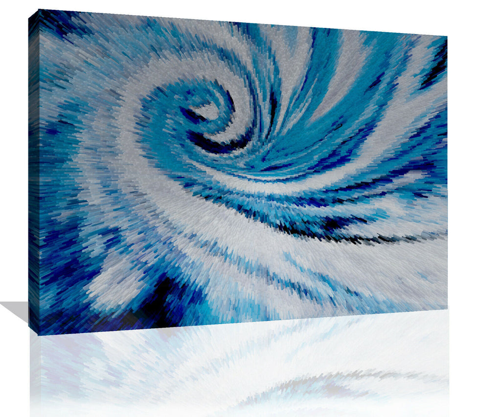 Blue Grey Tones Modern Swirl Abstract Canvas Wall Art Picture Print