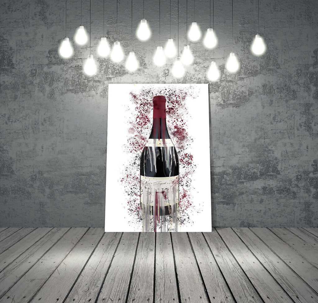 Abstract Wine Bottle Canvas Wall Splash Art Picture Print