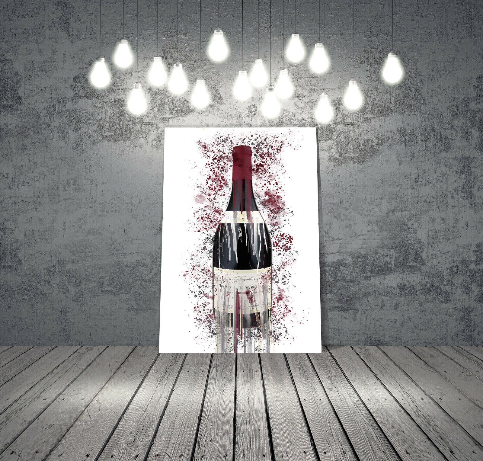 Abstract Wine Bottle Canvas Wall Splash Art Picture Print