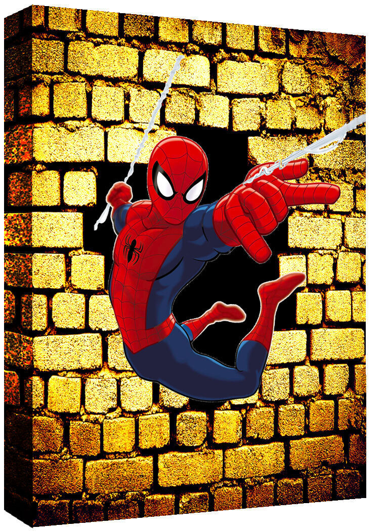 SPIDERMAN Iconic Superhero Cartoon Canvas Wall Art Picture Print - A0, A1, A2