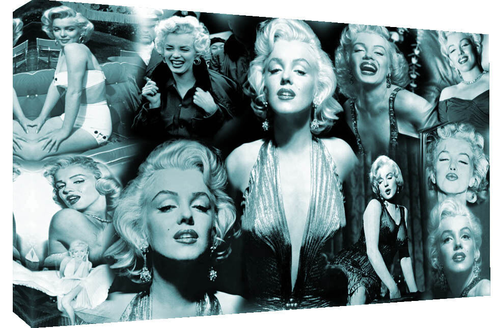 DUCK EGG BLUE MARILYN MONROE COTTON CANVAS PICTURE COLLAGE WALL ART - ALL SIZES