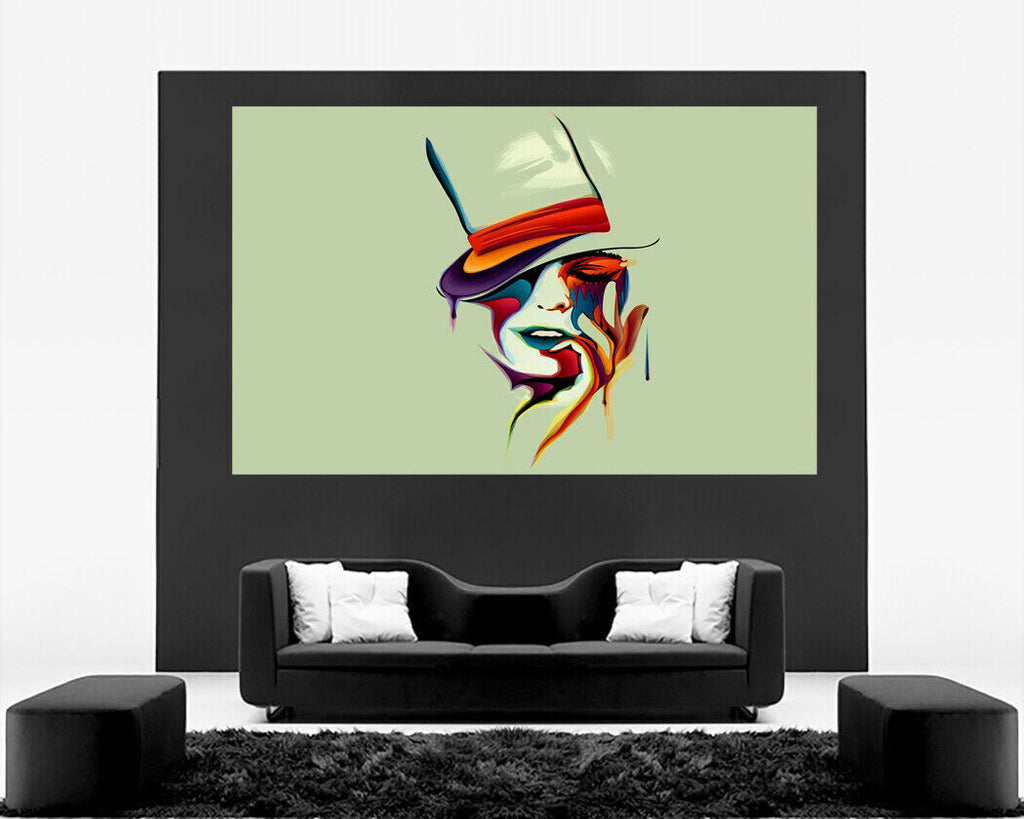 Abstract Face Grey and Multi Coloured CANVAS WALL ART PICTURE PRINT