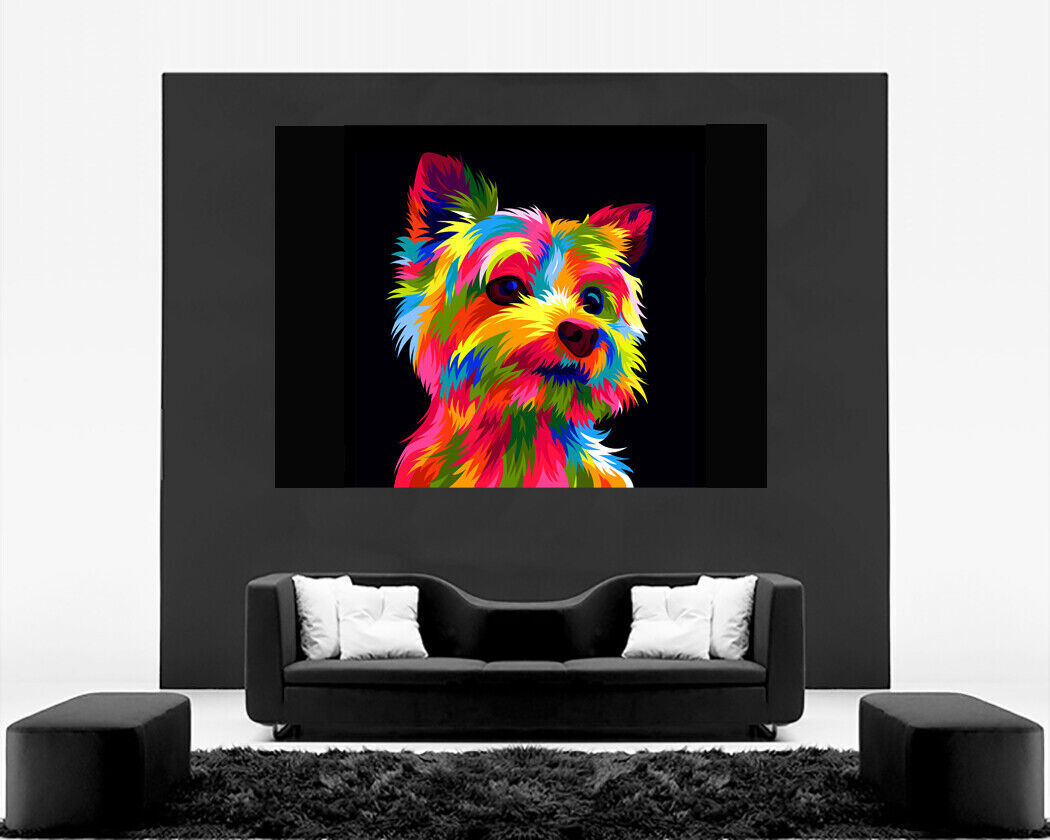Colourful Yorkshire Terrier Dog Abstract Pop Art Canvas Wall Art Picture Print