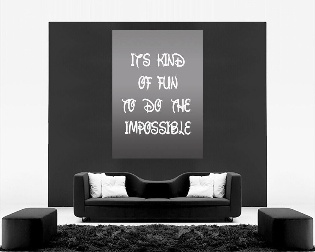 GREY IT'S KIND OF FUN DISNEY Inspirational Canvas Quote Wall Art Print