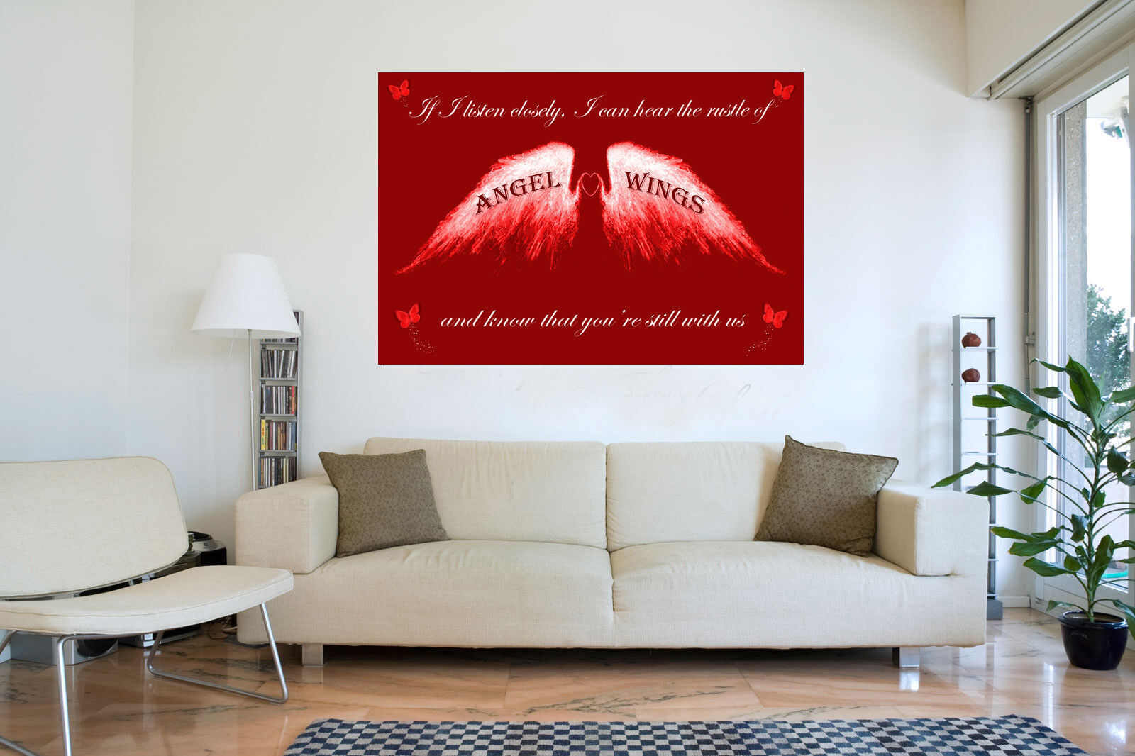Angel Wings Wall Art Picture IF I Listen Closely Quote Canvas Print Red