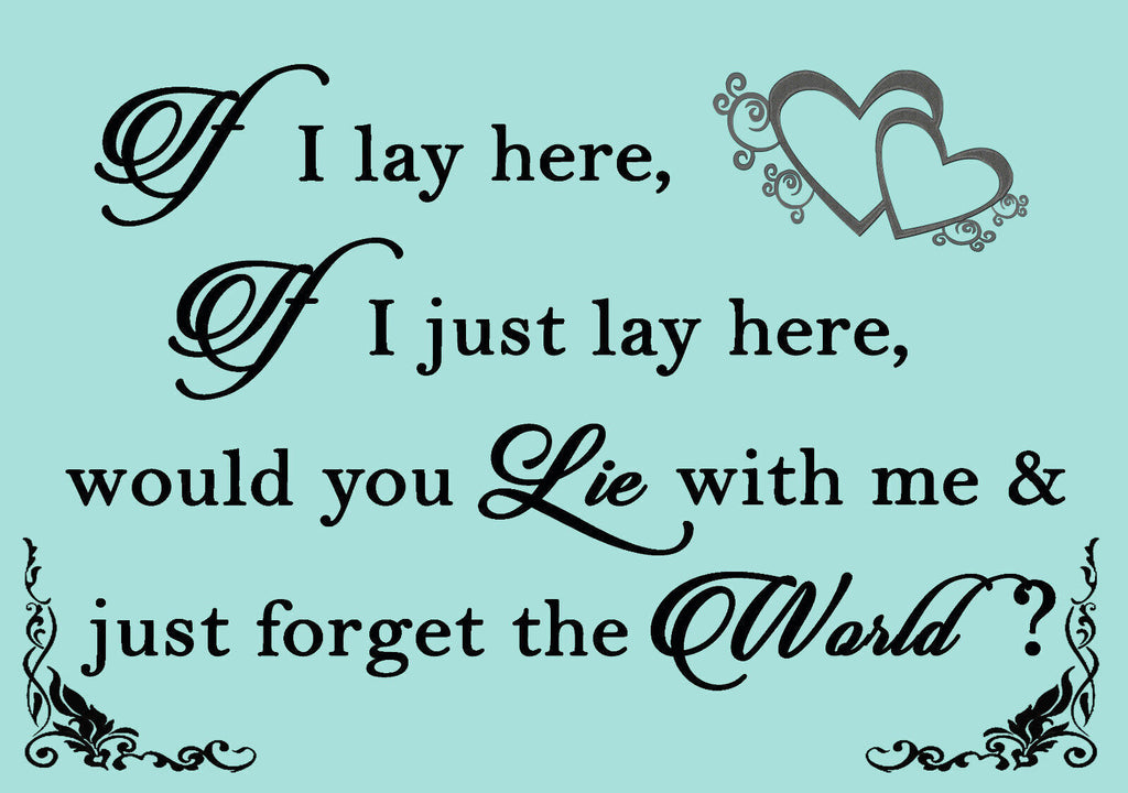 If I Lay Here - Snow Patrol QUOTE Canvas Wall Art Picture Print - Duck Egg Blue