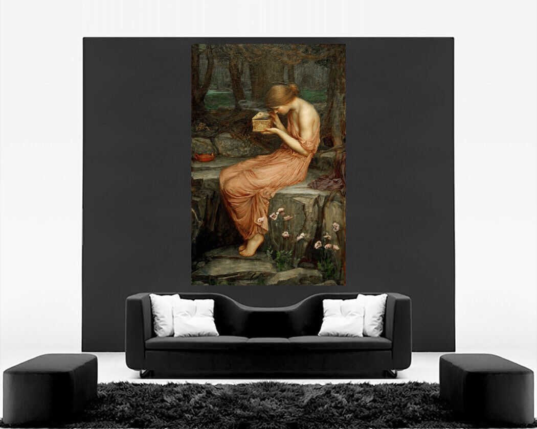 John W Waterhouse Psyche Opening Golden Box Canvas Wall Art Print Picture