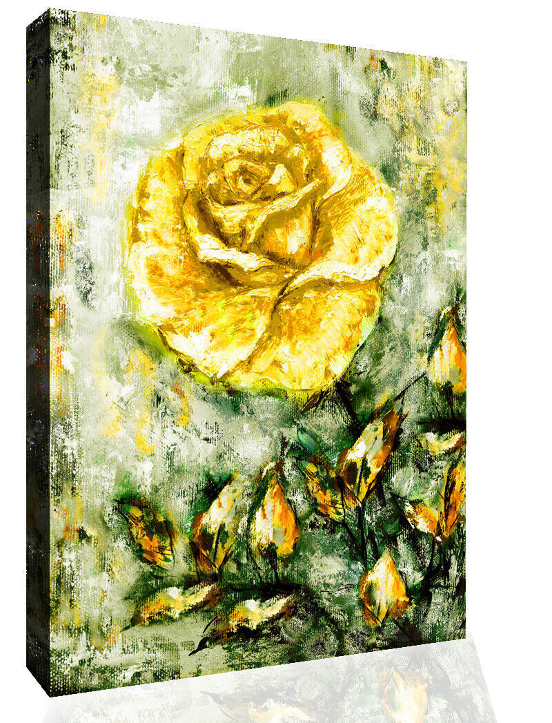 Yellow Rose Flower Oil Painting Canvas Wall Art Picture Print