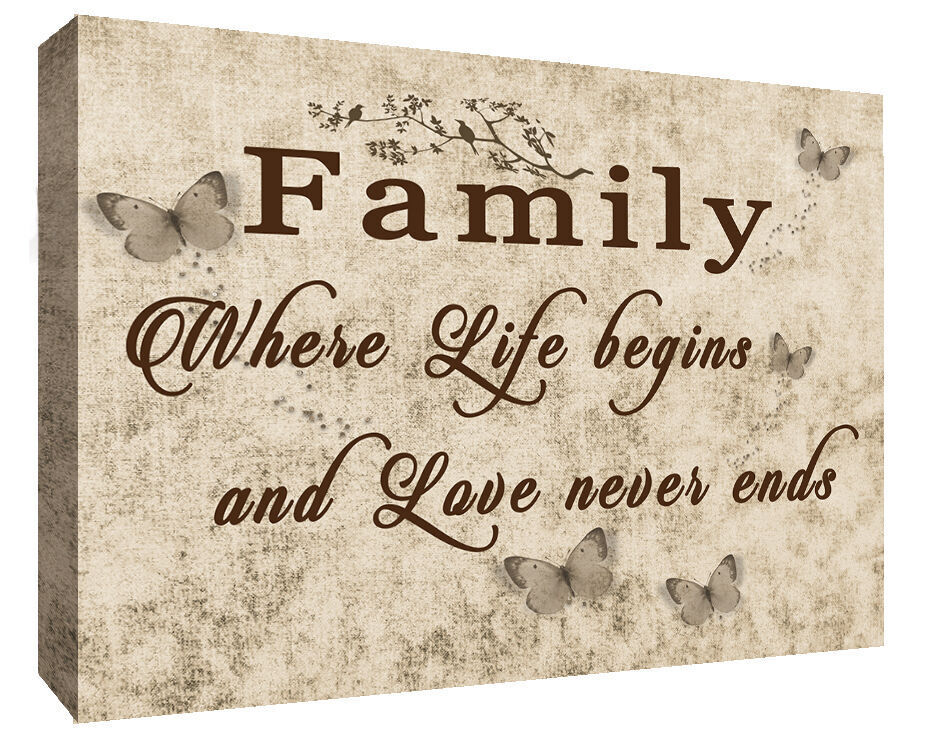 FAMILY QUOTE - Life - Brown Beige Tones Canvas Wall Art Picture Print- ALL SIZES
