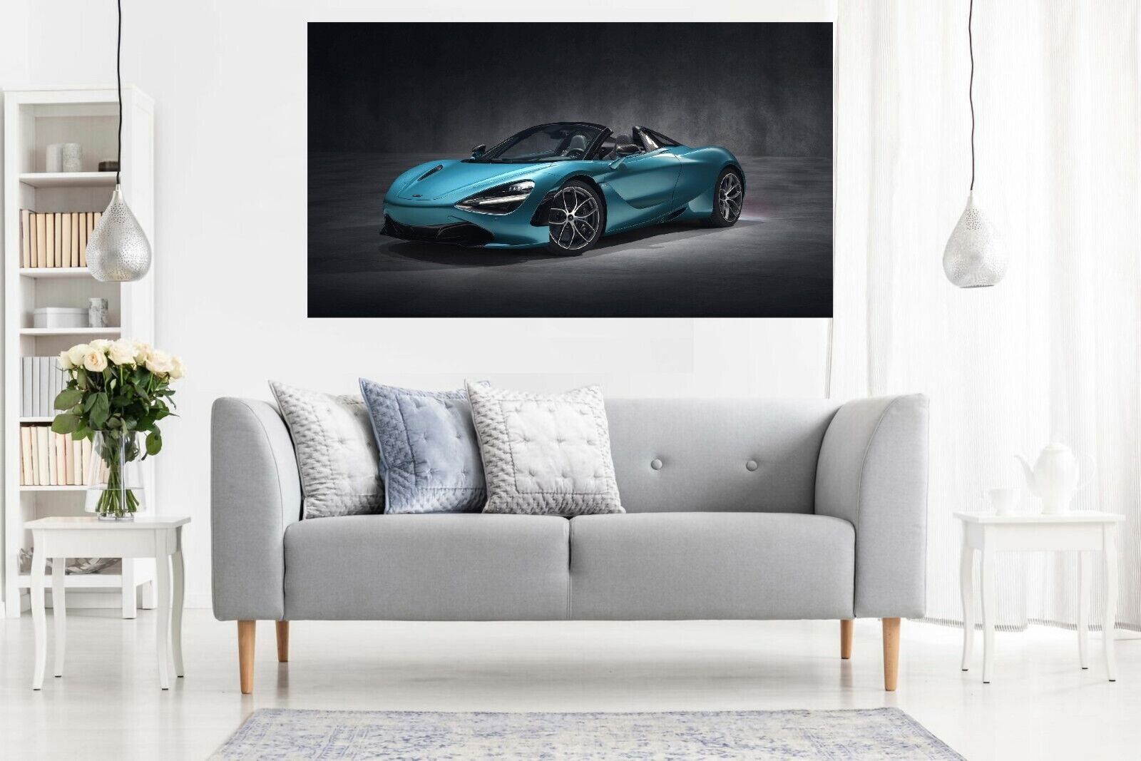 Blue Mclaren Spider Sports Super car CANVAS WALL ART Picture Print
