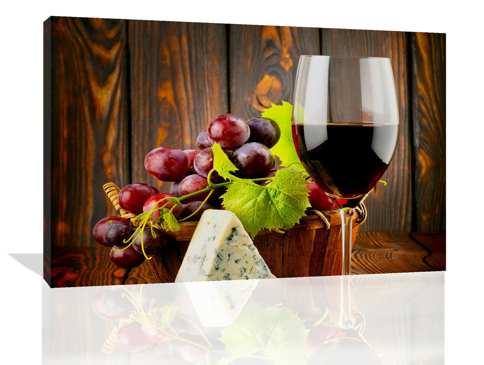 Kitchen Wine Grapes & Cheese Canvas Wall Art Picture Print