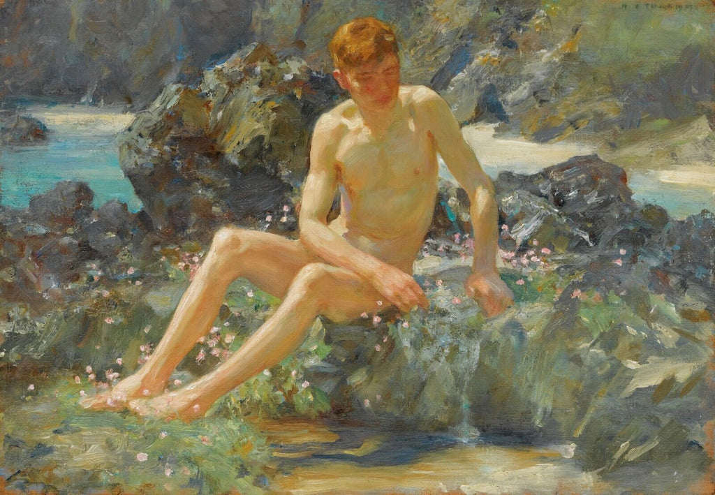 Nude On The Rocks (1927) Henry Scott Painting on Canvas Wall Art Picture Print