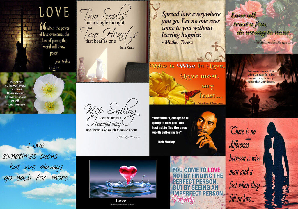 Famous Love Quotes Canvas Wall Art Print Picture 100% cotton - A1, A2, A0 sizes