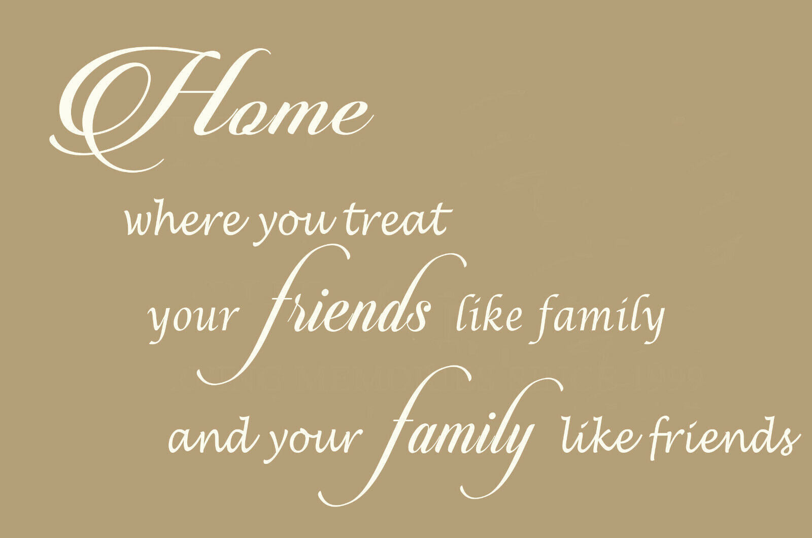 Home Family & Friends Quote Canvas Wall Art  Picture Print Beige / Sepia