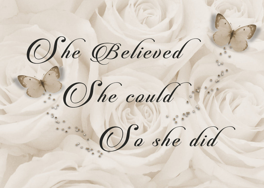 She Believed She Could Quote Canvas Wall Art Picture Print Sepia / Cream Tones