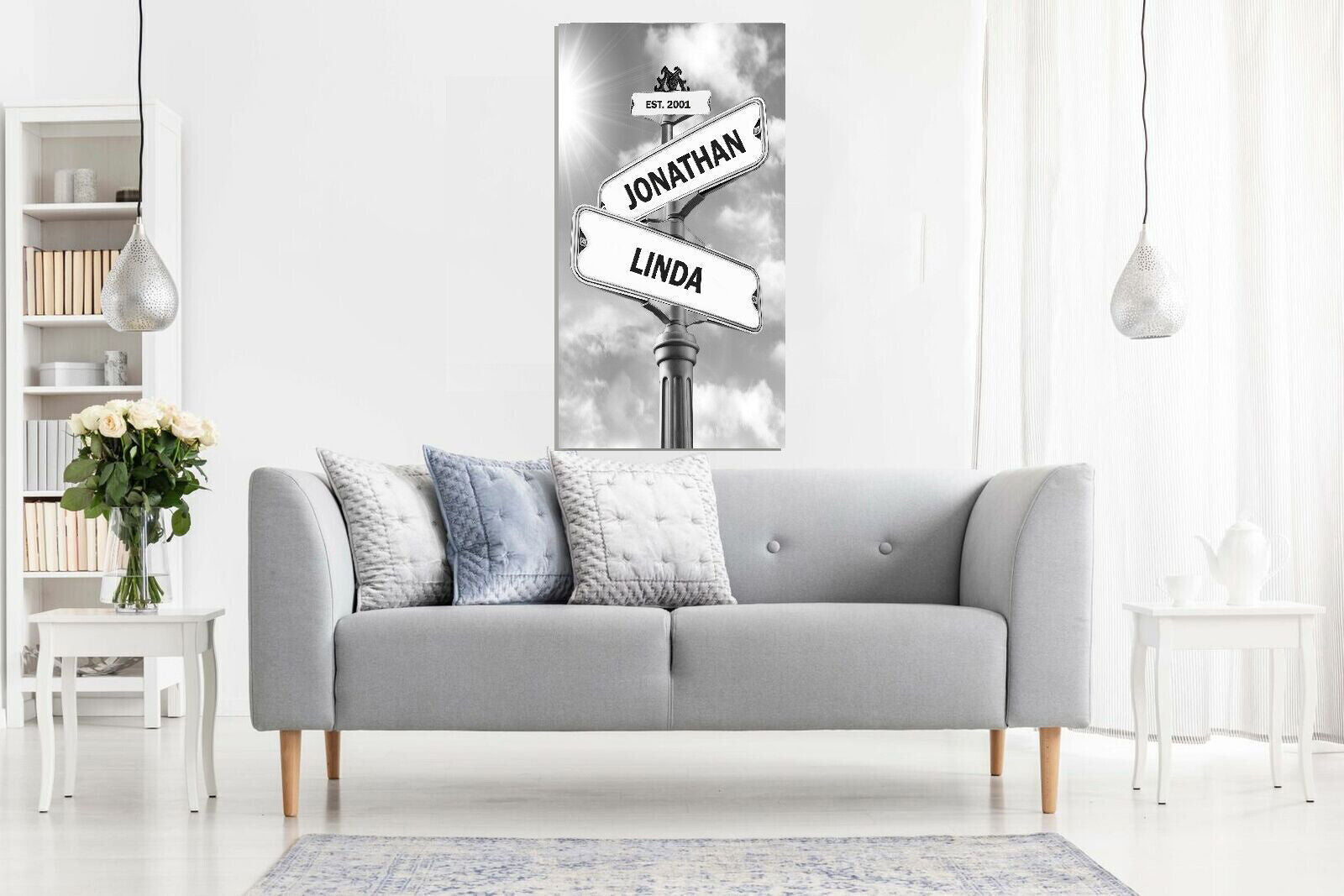 Personalized Couples Names Wedding Date Street Sign Canvas Wall Art Print