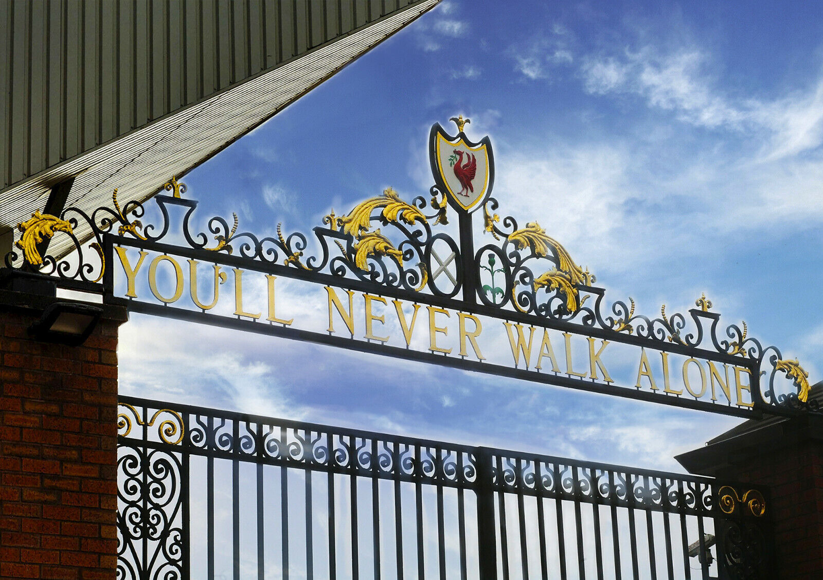 Coloured Liverpool You'll Never Walk Alone Gates CANVAS WALL ART Picture Print