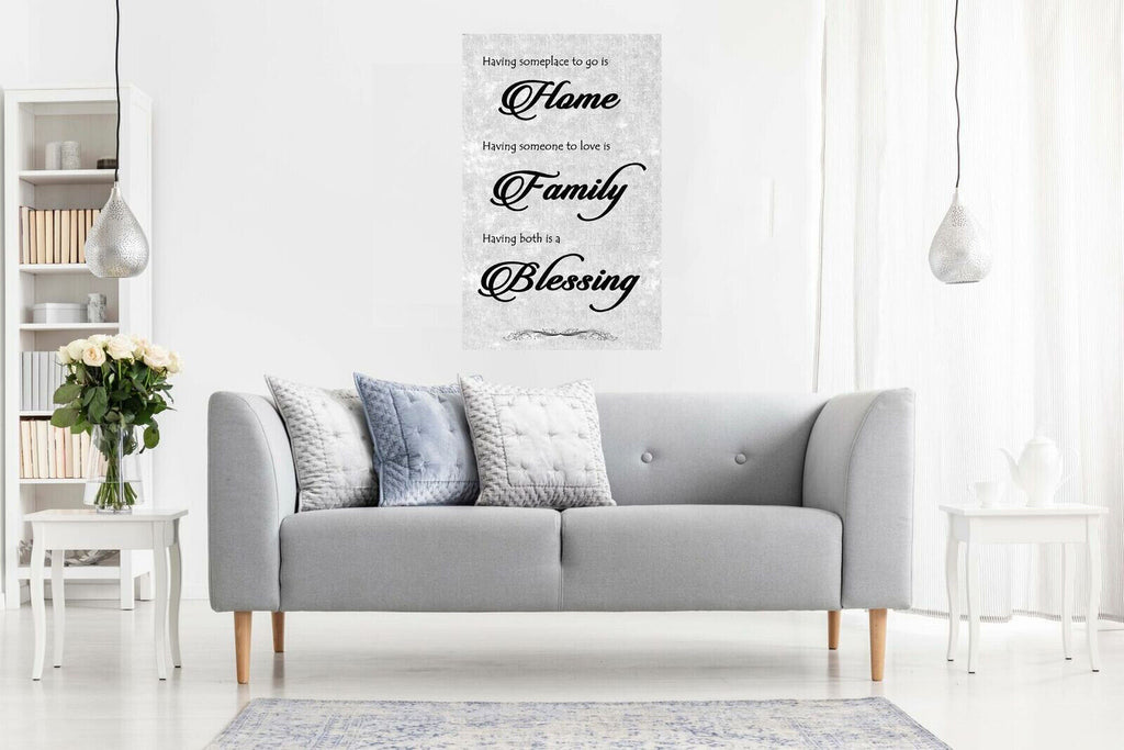 Home Family Blessing Quote on Grey CANVAS WALL ART PRINT PICTURE ARTWORK