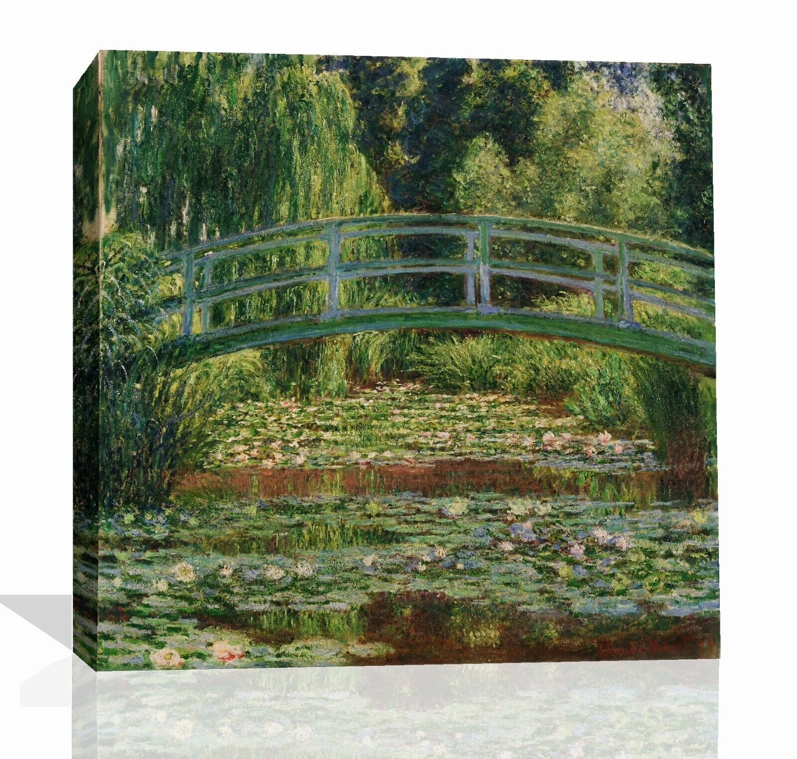 Japanese Footbridge and the Water Lily Pool Monet Canvas Wall Art Picture Print