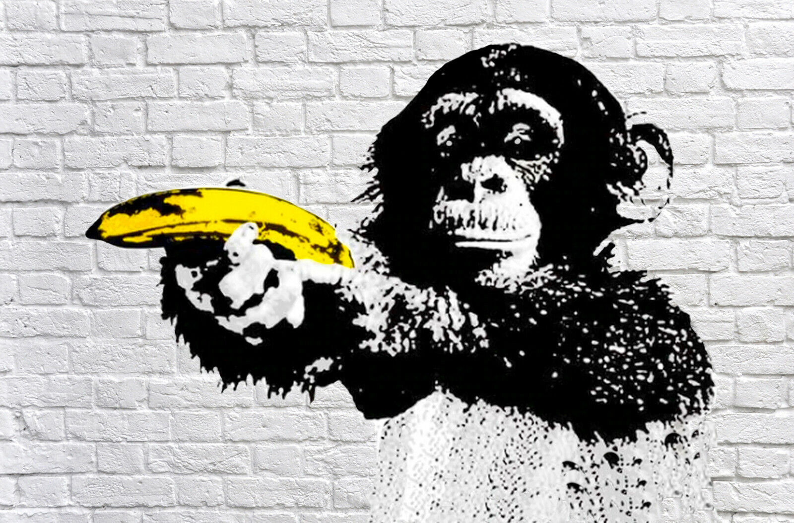MONKEY POINTING BANANA ABSTRACT CANVAS WALL ART PICTURE PRINT READY TO HANG