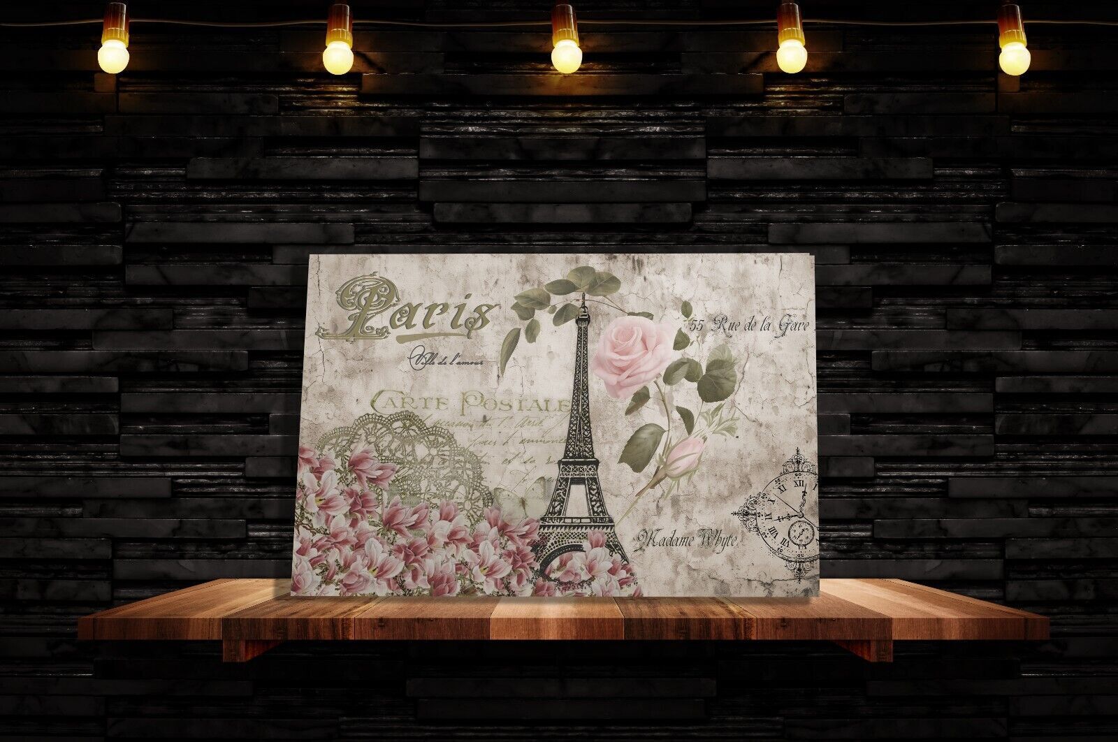 Abstract Canvas Wall Art Print Vintage Eiffel Tower Butterfly Paris Romantic