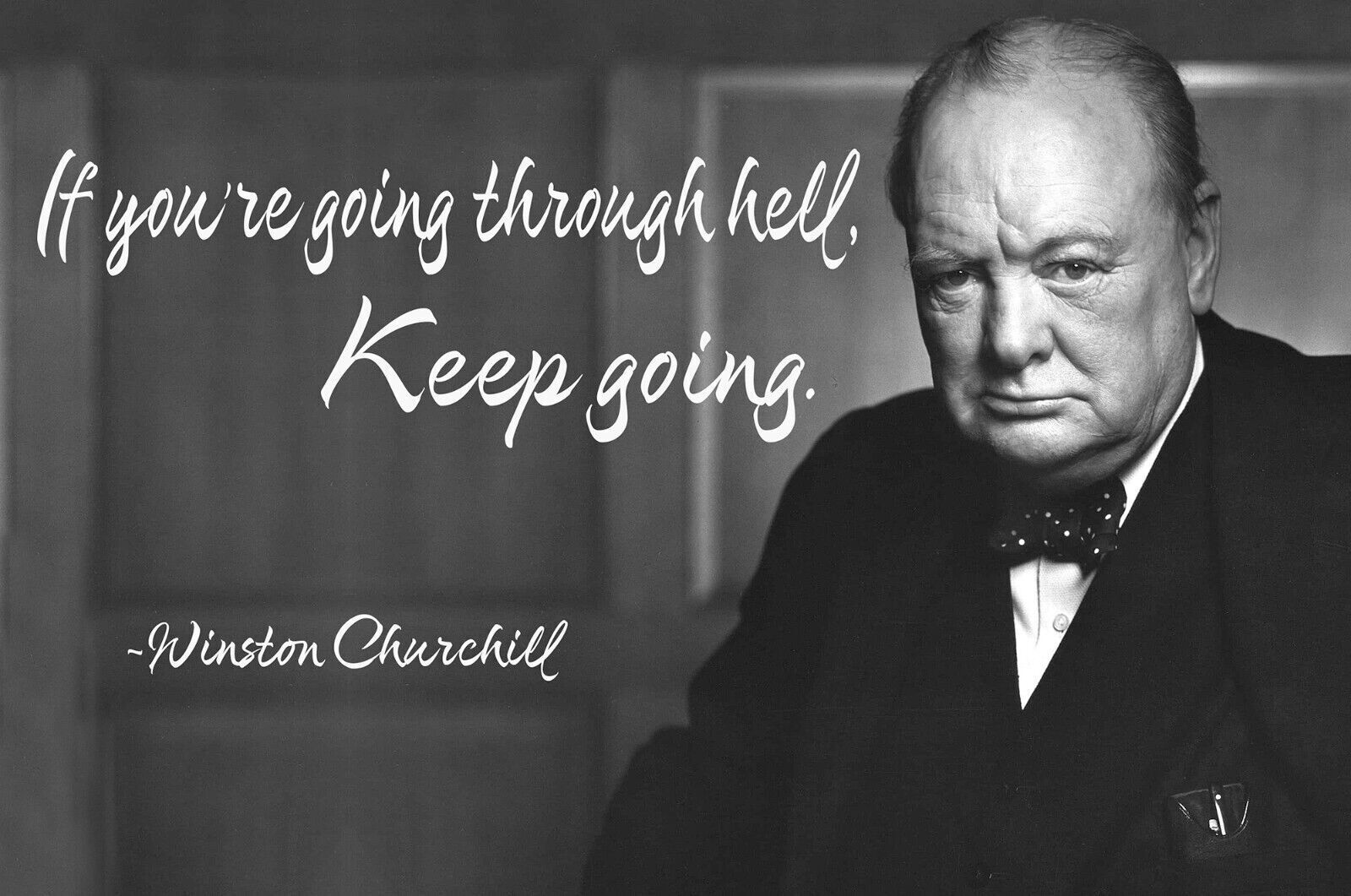 Winston Churchill Quote Canvas Wall Art Picture Print - Black and white