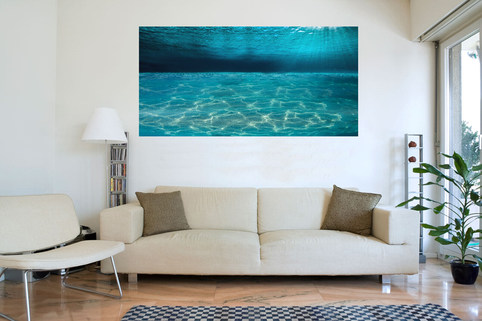Blue Ocean Sea Seaview Beneath Surface Canvas Wall Art Picture Print
