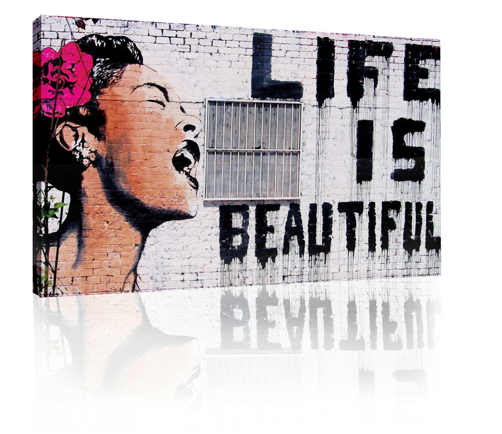BANKSY Life is Beautiful CANVAS WALL ART PICTURE PRINT