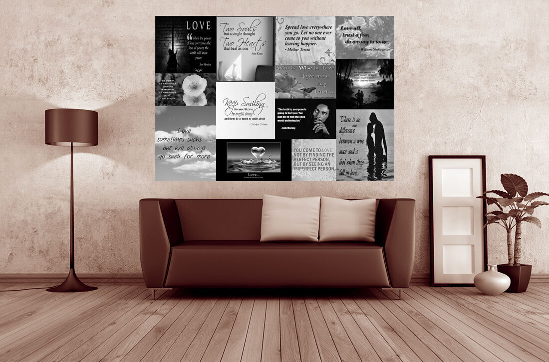 Famous Black White Love Quotes Canvas Wall Art  Picture 100% cotton - ALL sizes