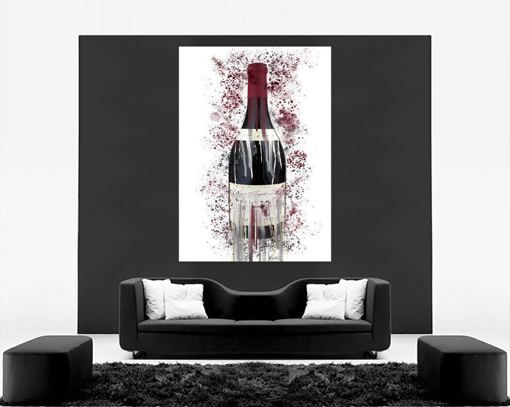 Abstract Wine Bottle Canvas Wall Splash Art Picture Print