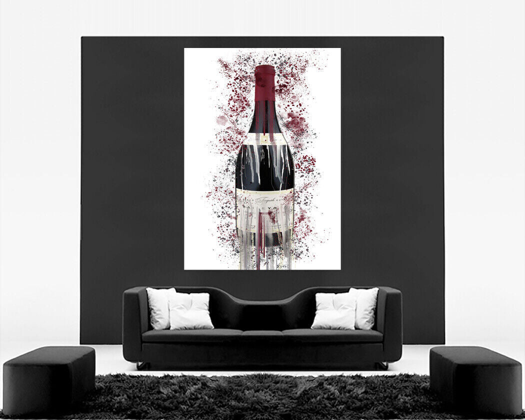 Abstract Wine Bottle Canvas Wall Splash Art Picture Print