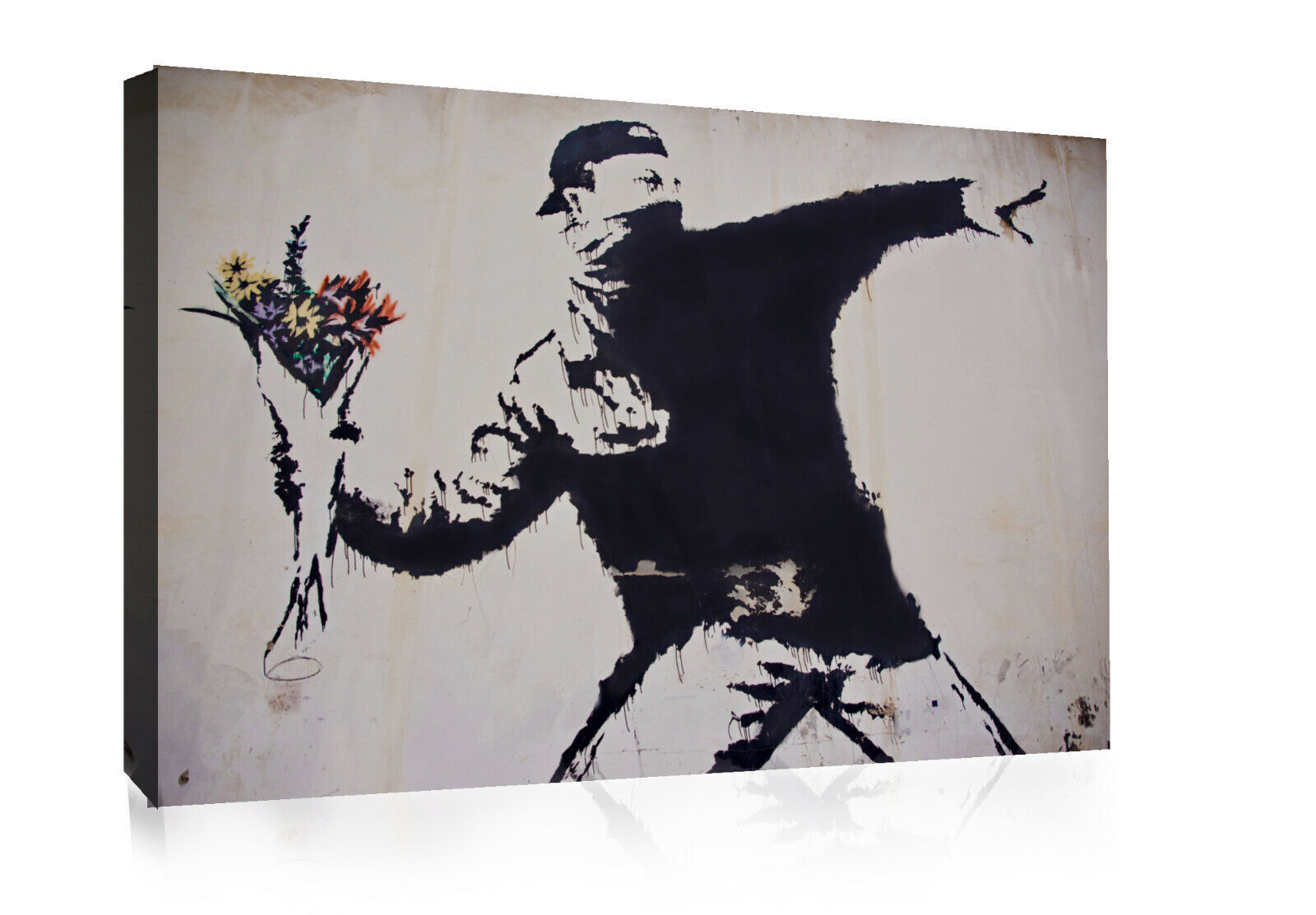 Banksy Flower Thrower Canvas Graffiti Wall Art Picture Print Different Sizes