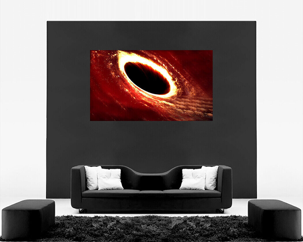 Red Tones Black Hole Abstract CANVAS WALL ART Picture Print, A1, A2 all sizes