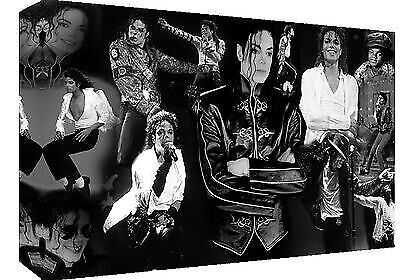 MICHAEL JACKSON BLACK & WHITE COTTON CANVAS PICTURE COLLAGE WALL ART - ALL SIZES